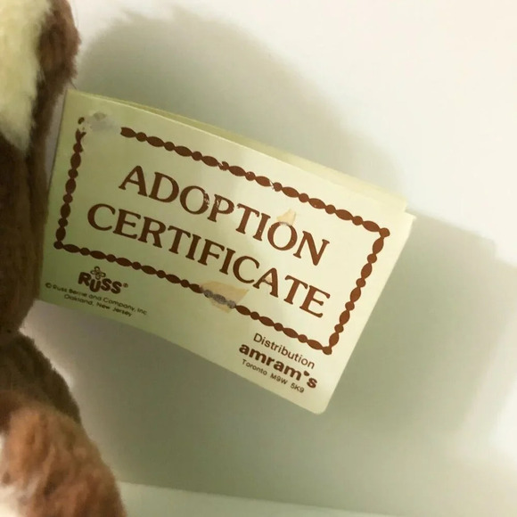 Vtg Russ Amram Adoption Bear 5 Inch Tall Stuffed  Animal Plush Korea - Picture 4 of 15